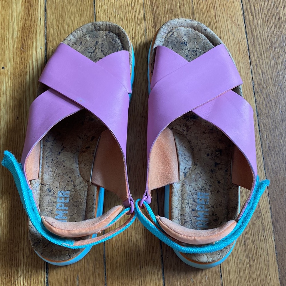 Camper Oruga pink leather sling adjustable ankle size 39, feels like US 8.5